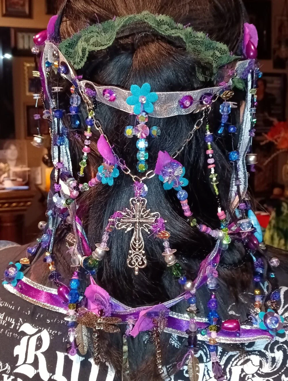 Handcrafted Purple Beaded Cross Hairpiece – Women's  Accessories